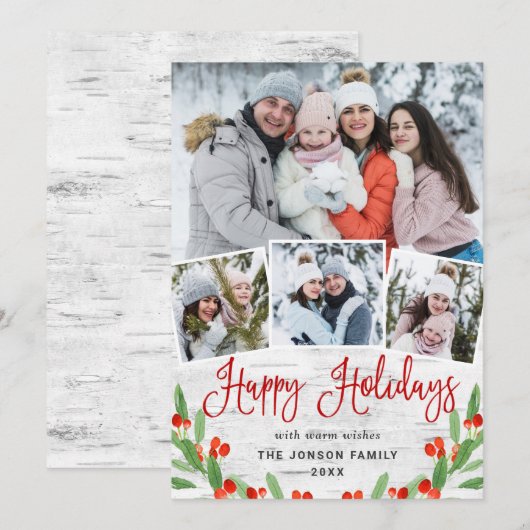 Weihnachten Rustikale Birch Bark 4 FOTO Gruß (Vorne/Hinten)