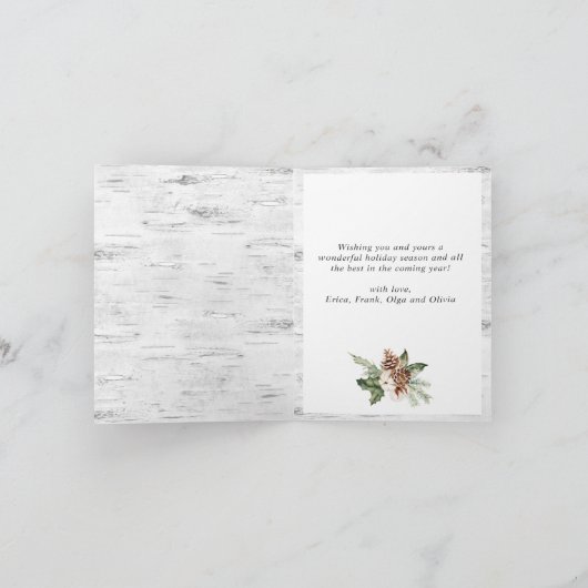 Weihnachten Rustikale Birch Bark 4 FOTO Gruß (Innenseite)