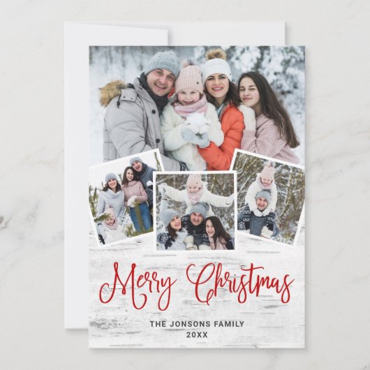 Weihnachten Rustikale Birch Bark 4 FOTO Gruß (Vorderseite)