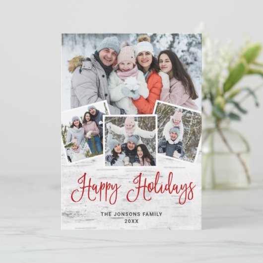 Weihnachten Rustikale Birch Bark 4 FOTO Gruß (Stehend Vorderseite)