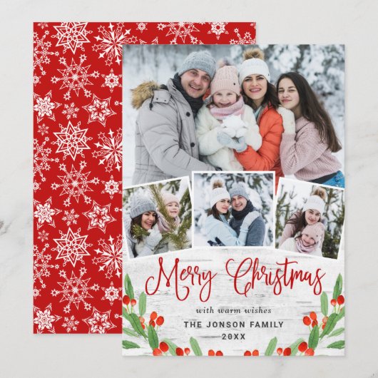 Weihnachten Rustikale Birch Bark 4 FOTO Gruß (Vorne/Hinten)