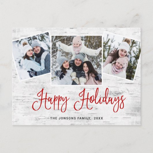 Weihnachten Rustikale Birke 3 FOTO Grußurlaub Postkarte (Vorderseite)