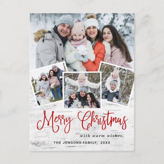 Weihnachten Rustikale Birke 4 FOTO Grußurlaub Postkarte (Vorderseite)