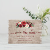 Weihnachten Rustikale Boho Floral Burgundy Gold Bu Save The Date (Stehend Vorderseite)