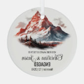 Weihnachten Rustikale Gebirgskette Couple Engage R Ornament Aus Glas (Rückseite)