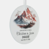 Weihnachten Rustikale Gebirgskette Couple Engage R Ornament Aus Glas (Vorderseite Rechts)