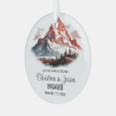 Weihnachten Rustikale Gebirgskette Couple Engage R Ornament Aus Glas (Vorderseite links)