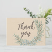 Weihnachten Rustikale Grünanlage Wreath Baby Dusch Dankeskarte (Stehend Vorderseite)