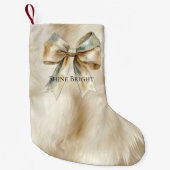 Weihnachten Rustikale grüne Gold Bow Imitate Tierf Kleiner Weihnachtsstrumpf (Vorderseite)