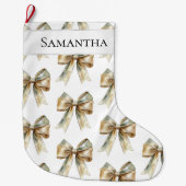 Weihnachten Rustikale grüne Goldbucht Personalisie Großer Weihnachtsstrumpf (Vorderseite)