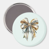 Weihnachten Rustikale grüne Goldbucht Personalisie Magnet (Vorderseite/Rückseite)