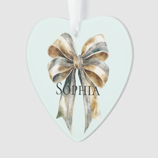 Weihnachten Rustikale grüne Goldbucht Personalisie Ornament (Vorderseite)