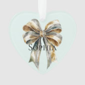 Weihnachten Rustikale grüne Goldbucht Personalisie Ornament (Vorderseite)