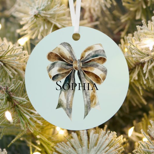 Weihnachten Rustikale grüne Goldbucht Personalisie Ornament Aus Metall (InSitu)