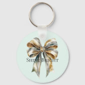 Weihnachten Rustikale grüne Goldbucht Personalisie Schlüsselanhänger (Vorderseite)