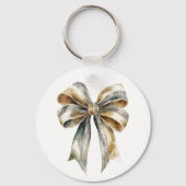 Weihnachten Rustikale grüne Goldbucht Personalisie Schlüsselanhänger (Rückseite)