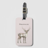 Weihnachten Rustikale Hirsche Rosa Personalisiert Gepäckanhänger (Vorderseite Vertikal)