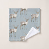 Weihnachten Rustikale Hirschpine grün Badhandtuch Set (Waschlappen)