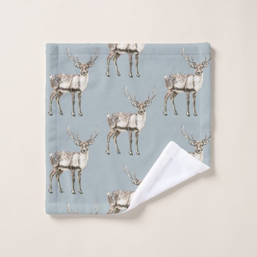 Weihnachten Rustikale Hirschpine grün Badhandtuch Set (Waschlappen)