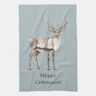 Weihnachten Rustikale Hirschpine grün Geschirrtuch