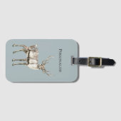 Weihnachten Rustikale Hirschpine Grün Personalisie Gepäckanhänger (Vorderseite (Horizontal))