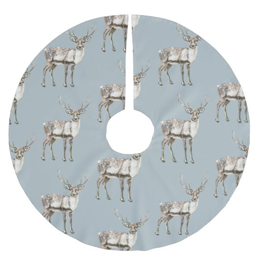 Weihnachten Rustikale Hirschpine grün Polyester Weihnachtsbaumdecke (Vorderseite)