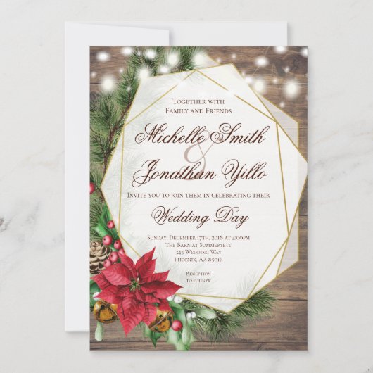 Weihnachten Rustikale Hochzeit Einladung (Vorderseite)