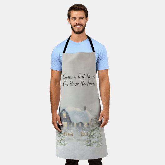 Weihnachten Rustikale Hütte Winter Schneewald Schürze (Getragen)