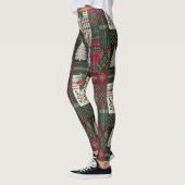Weihnachten Rustikale Karierte Grüne Muster Leggings (Links)