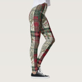 Weihnachten Rustikale Karierte Grüne Muster Leggings (Rechts)