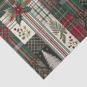 Weihnachten Rustikale Karierte Grüne Muster Seidenpapier (Detail)