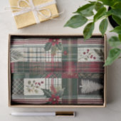 Weihnachten Rustikale Karierte Grüne Muster Seidenpapier (Geschenk)