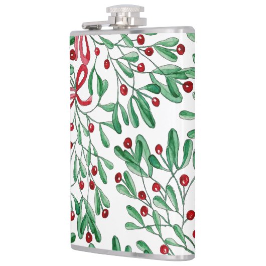 Weihnachten Rustikale Mistletoe Wasserfarbe Handge Flachmann (Links)