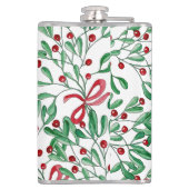 Weihnachten Rustikale Mistletoe Wasserfarbe Handge Flachmann (Rückseite)