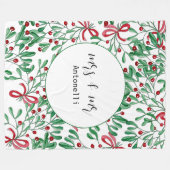 Weihnachten Rustikale Mistletoe Wasserfarbe Handge Fleecedecke (Vorderseite (Horizontal))