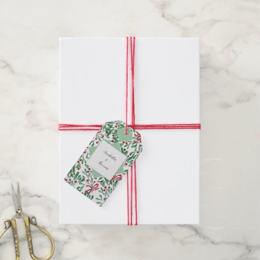 Weihnachten Rustikale Mistletoe Wasserfarbe Handge Geschenkanhänger (Mit Garn)