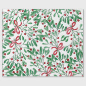 Weihnachten Rustikale Mistletoe Wasserfarbe Handge Geschenkpapier (Flach)