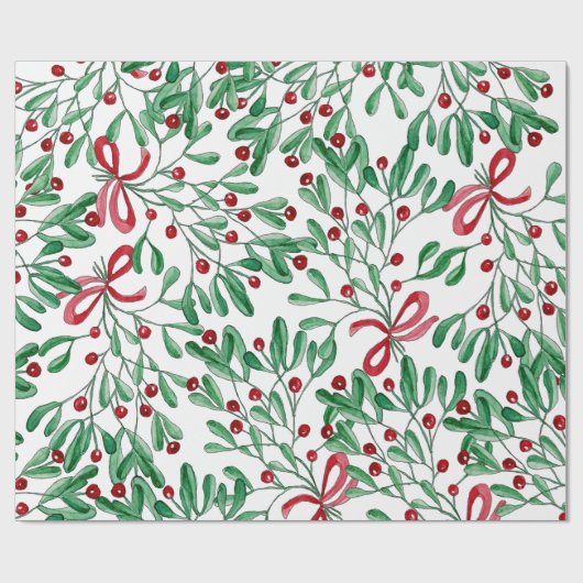 Weihnachten Rustikale Mistletoe Wasserfarbe Handge Geschenkpapier (Flach)