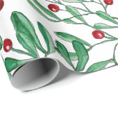 Weihnachten Rustikale Mistletoe Wasserfarbe Handge Geschenkpapier (Rolleneckpunkt)