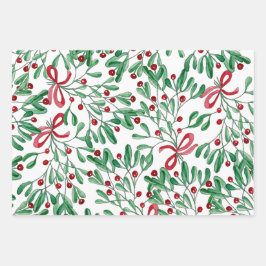 Weihnachten Rustikale Mistletoe Wasserfarbe Handge Geschenkpapier Set