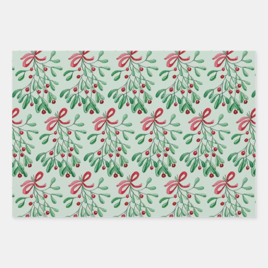 Weihnachten Rustikale Mistletoe Wasserfarbe Handge Geschenkpapier Set (Vorderseite 2)