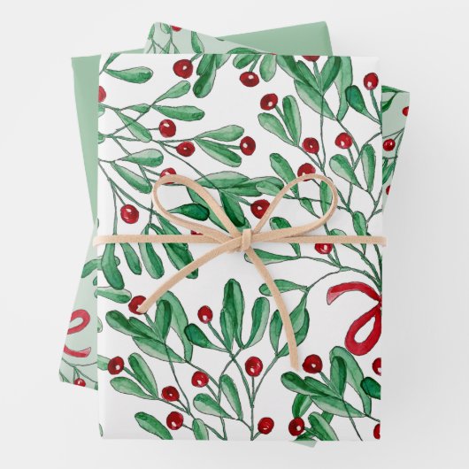 Weihnachten Rustikale Mistletoe Wasserfarbe Handge Geschenkpapier Set (Beispiel)