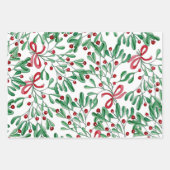 Weihnachten Rustikale Mistletoe Wasserfarbe Handge Geschenkpapier Set (Vorderseite)