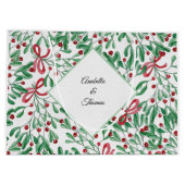 Weihnachten Rustikale Mistletoe Wasserfarbe Handge Große Geschenktüte (Rückseite)