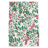 Weihnachten Rustikale Mistletoe Wasserfarbe Handge Mittlere Geschenktüte (Rückseite)
