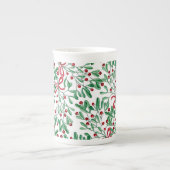 Weihnachten Rustikale Mistletoe Wasserfarbe Handge Porzellantasse (Vorderseite)