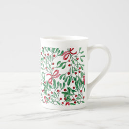 Weihnachten Rustikale Mistletoe Wasserfarbe Handge Porzellantasse