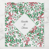 Weihnachten Rustikale Mistletoe Wasserfarbe Handge Weinetikett (Einzelnes Label)