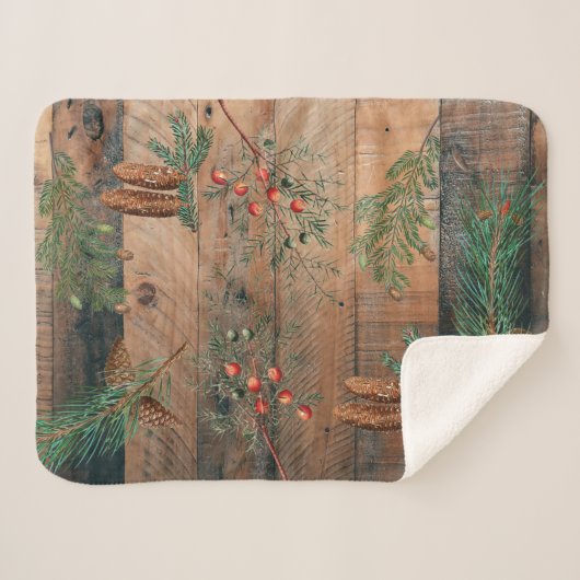 Weihnachten Rustikale Nadelholz Sherpadecke (Vorderseite (Horizontal))