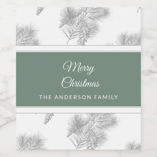 Weihnachten rustikale Pinecone-Muster nach Maß Weinetikett (Einzelnes Label)